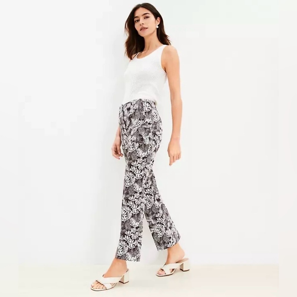 LOFT Kick Crop Pants Coral Reef Pique NWT 10
